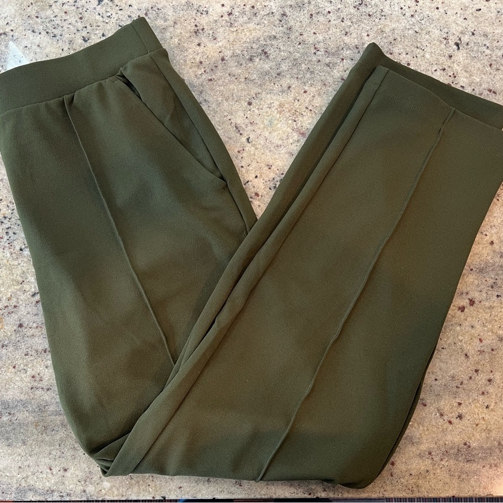 Olive green pull on pants